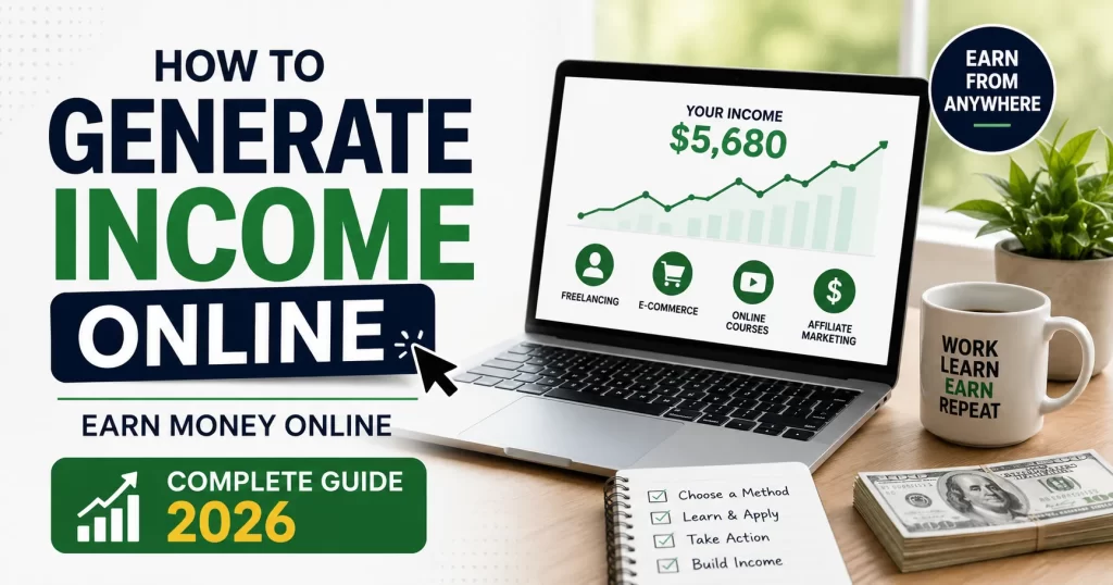 how to generate income online – complete earn money online guide 2026 with freelancing, ecommerce, affiliate marketing, and passive income ideas. How to Generate Income Online: 15 Proven Ways to Earn Money Without Investment in 2026